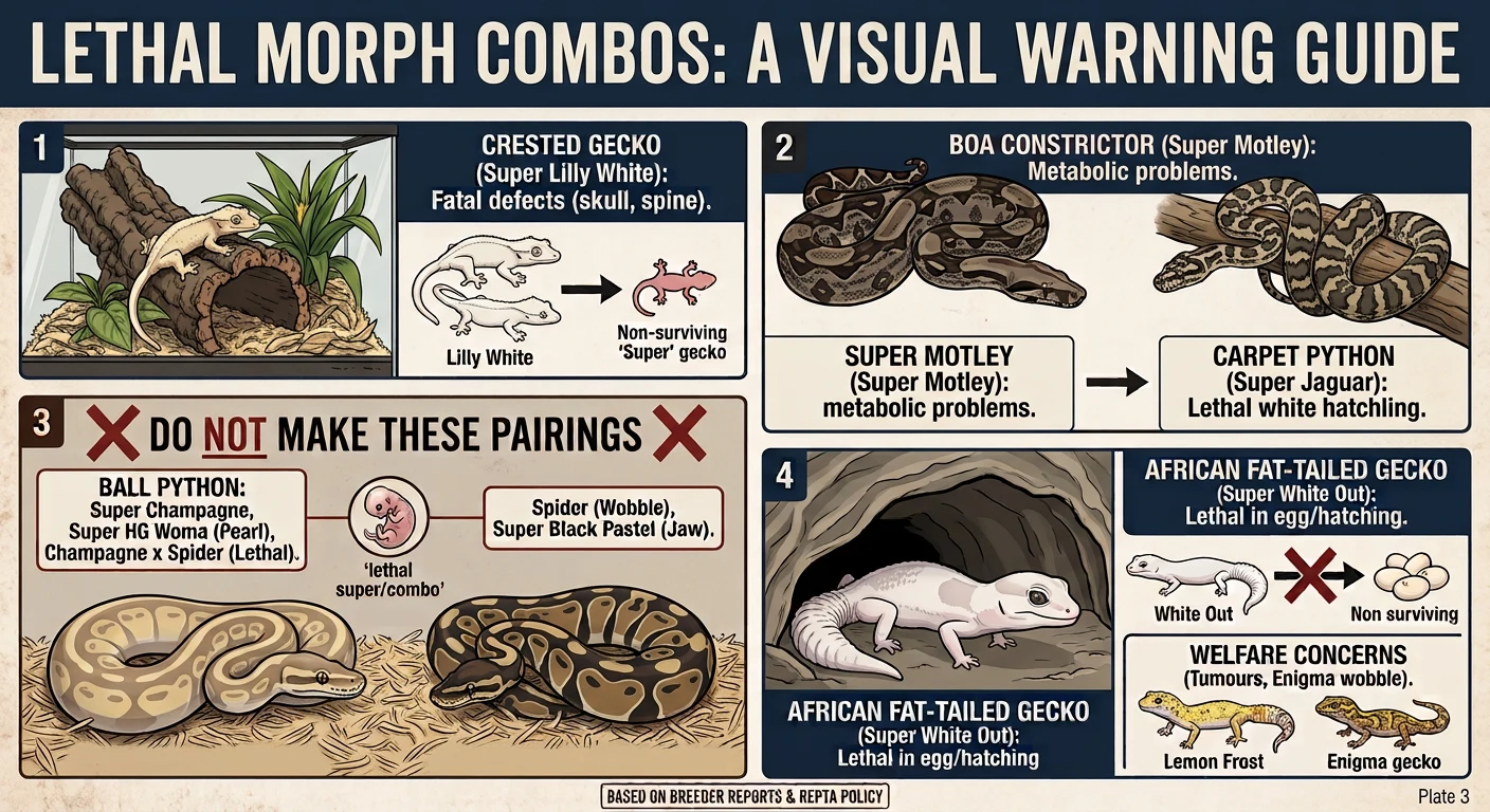 Lethal morph combos, species by species
