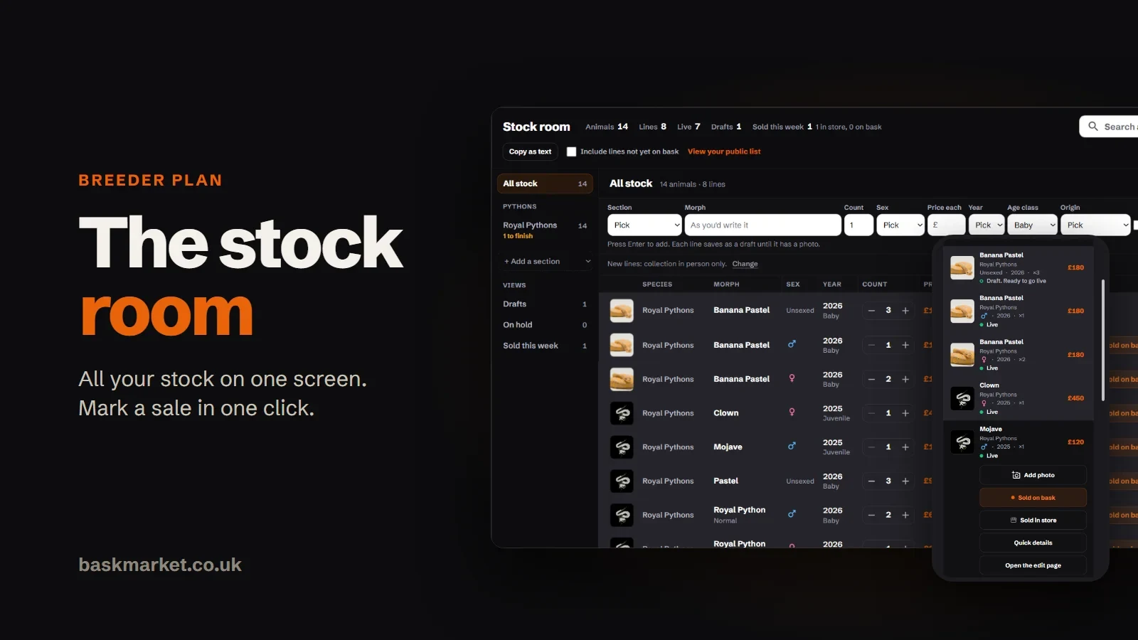 The stock room: all your stock on one screen